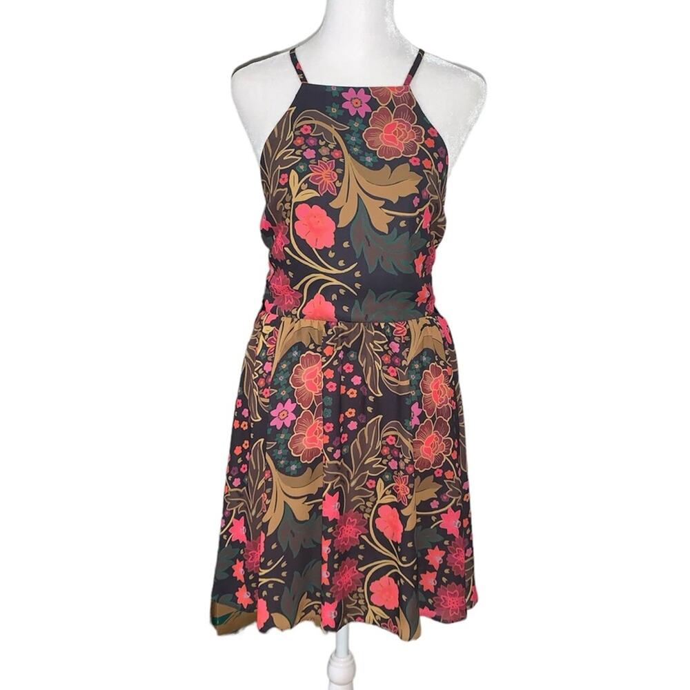 Oh My Love London Women’s Floral Halter Dress Size M Oriental Style Mini